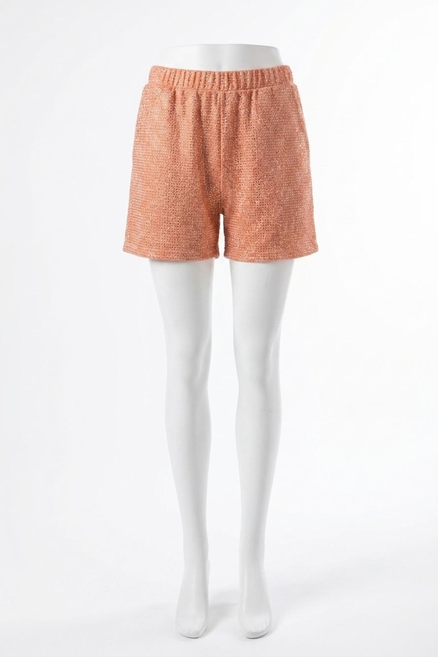 NEW SHE + SKY women's game day studded heavy knit shorts in orange